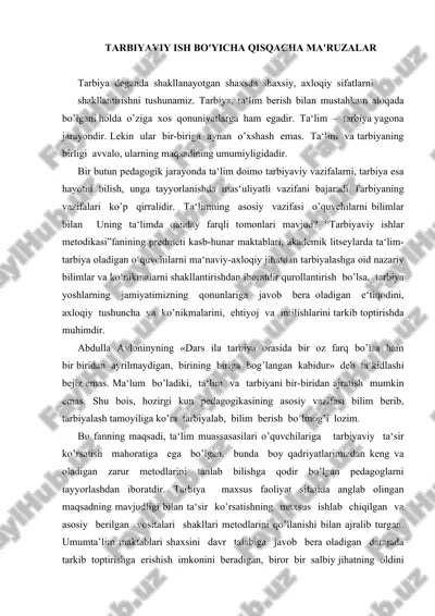 tarbiyaviy ish bo'yicha qisqacha ma'ruzalar — DOCX