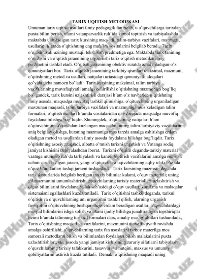 tarix uqitish metodikasi — DOCX