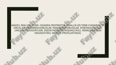 rnk viruslari - odamda respirator kasallik keltirib chiqaruvchi viruslar — PPTX