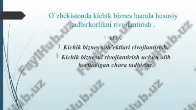 kichik biznesni rivojlantirish — PPTX