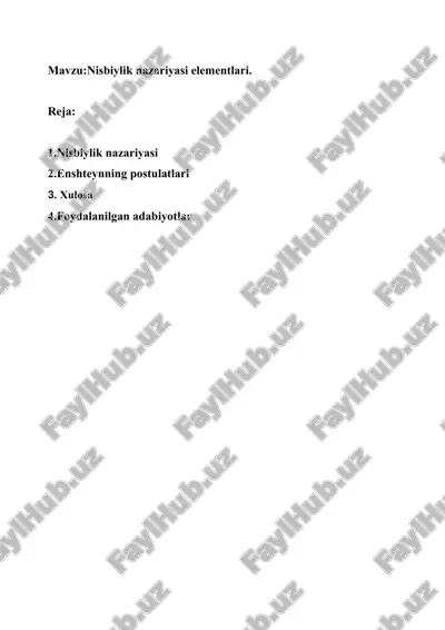 nisbiylik nazariyasi elementlari — DOCX