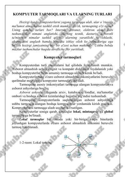 kompyuter tarmoqlari va ularning turlari — DOC