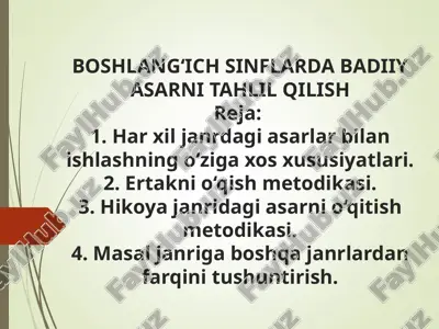 badiiy asar ustida ishlash bosqichlari — PPT