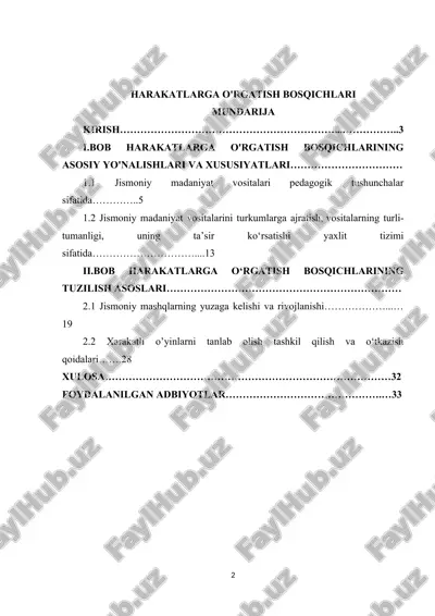 harakatlarga o'rgatish bosqichlari — DOCX