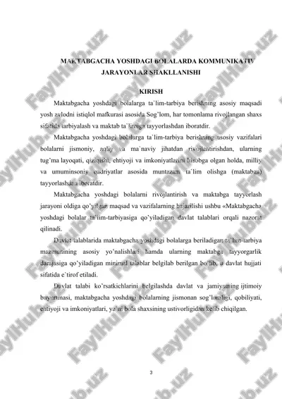 maktabgacha yoshdagi bolalarda kommunikativ jarayonlar shakllanishi — DOCX