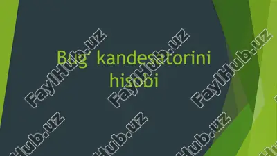 bugʻ kondensatorini hisobi — PPTX