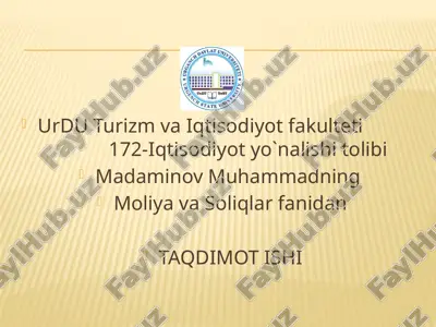 soliq nazorati va uning shakillari — PPTX