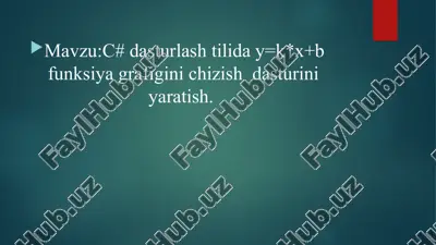 y=k*x+b funksiya grafigini chizish dasturi — PPT
