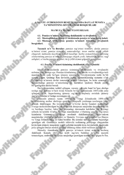 o'zbekiston respublikasida davlat pensiya ta'minotini rivojlanish bosqichlari — PDF