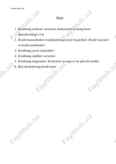 kredit va kredit tizimi — DOC