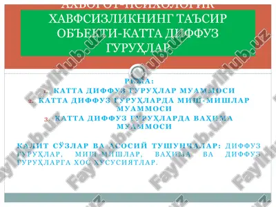 ahborot-psixologik xavfsizlikning ta'sir ob'ekti - katta diffuz guruhlarning muammo — PPTX