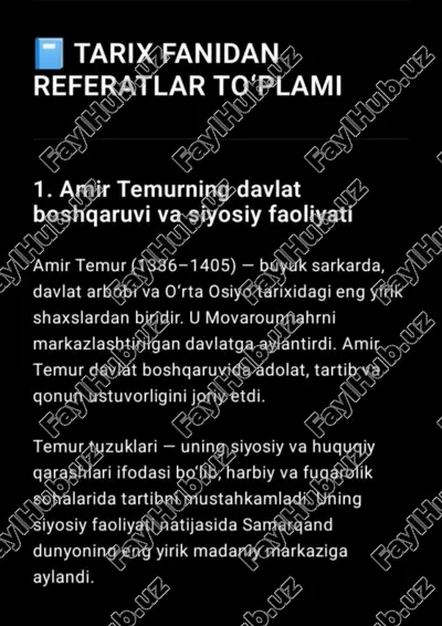 “tarix fanidan tayyor topshiriqlar to‘plami” — PDF