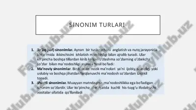 sinonim turlari — PPTX