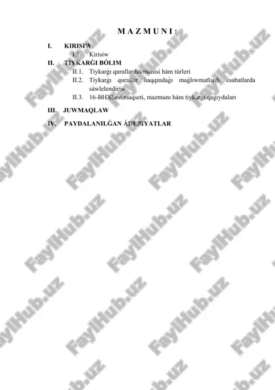tiykarǵı qurallar — DOCX
