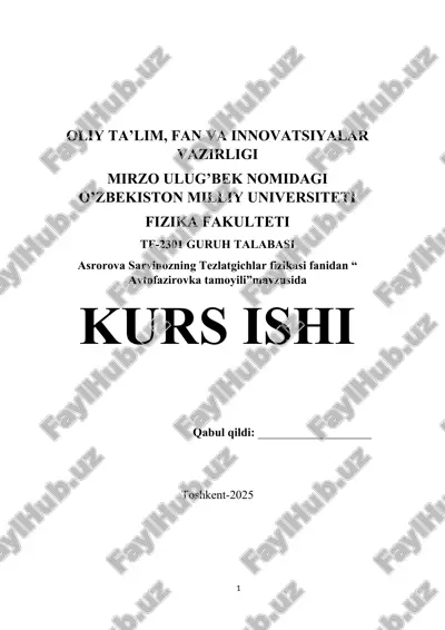 “avtofazirovka tamoyili” mavzusida kurs ishi — DOCX