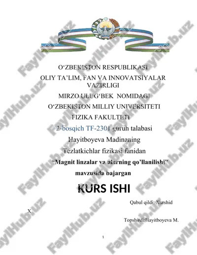 magnit linzalar va ularning qo’llanilishi — DOCX