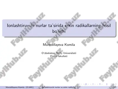 ionlashtiruvchi nurlar ta’sirida erkin radikallarning hosil bo’lishi — PDF