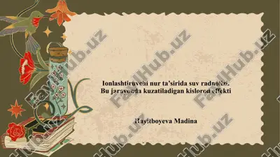 ionlashtiruvchi nurlanish ta’sirida suv radiolizi — PPTX