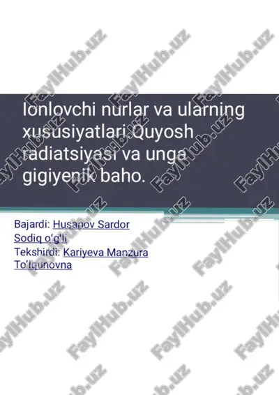 lonlovchi nurlar va ularning xususiyatlari — PDF