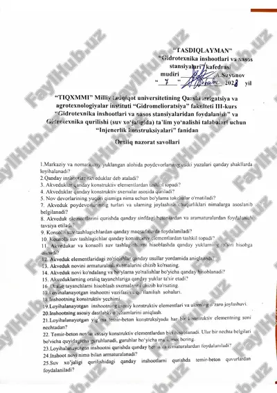 gidrotexnika inshootlari va nasos — PDF