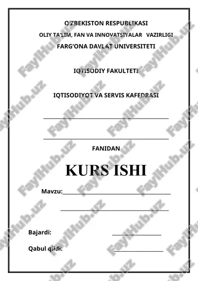 kurs ishi uchun betlik shablon — DOC