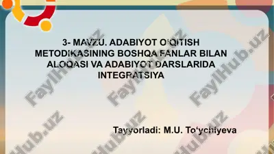 adabiyot o‘qitish metodikasi — PPTX