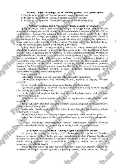 soliqlar va soliqqa tortish fani — DOC