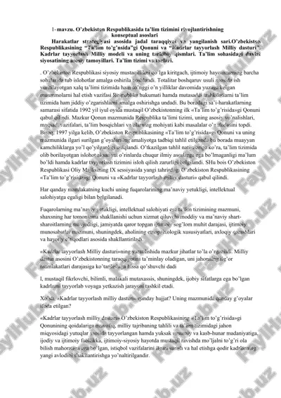 ta'lim tizimini rivojlantirishning konseptual asoslari — DOC