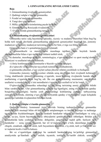 gimnastikaning rivojlanish tarixi — DOC