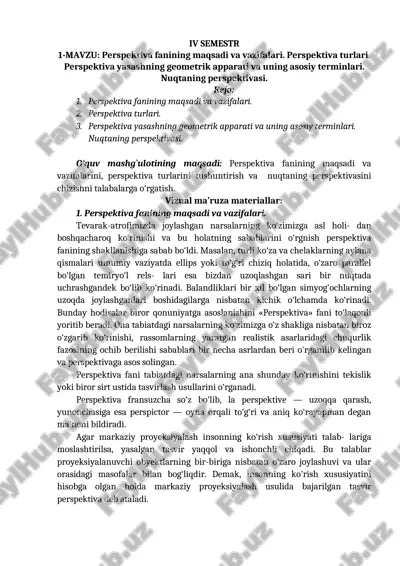 perspektiva fanining osnovalari. — DOC