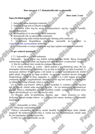 salomatlik va hamshiralik ishi — DOC