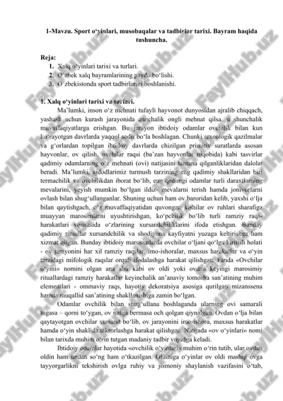 xalq o‘yinlari tarixi va turlari — DOC