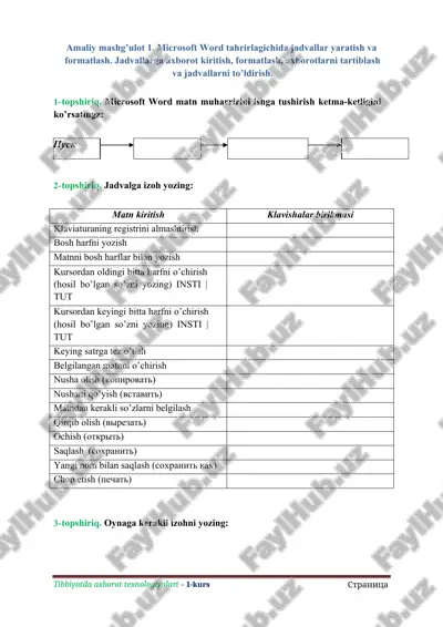 microsoft word mashg'ulotlari — DOC