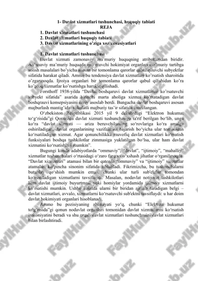 davlat xizmatlari tushunchasi, huquqiy tabiati — DOC