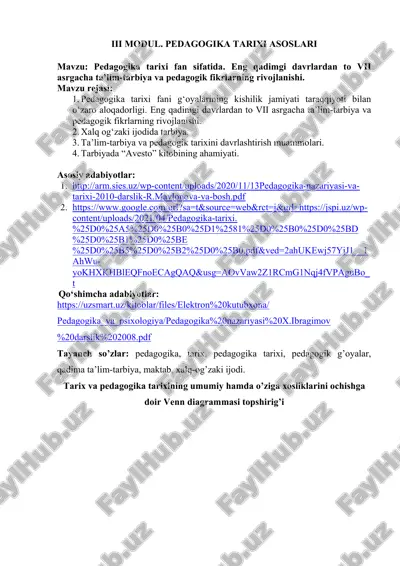 pedagogika tarixi asoslari — DOC