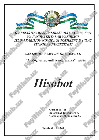 analog va raqamli sxemotexnika / axborot boshqarish tizmlarining instrumental vositalari — DOC