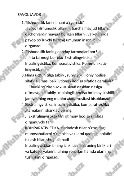 tilshunoslik fanining asosiy tarmoqlari — DOC