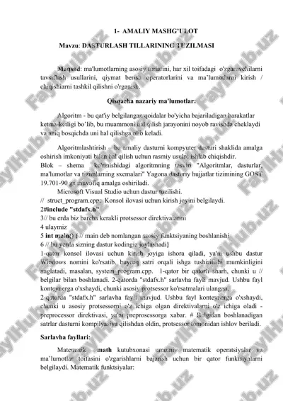 dasturlash tillarining tuzilmasi — DOC