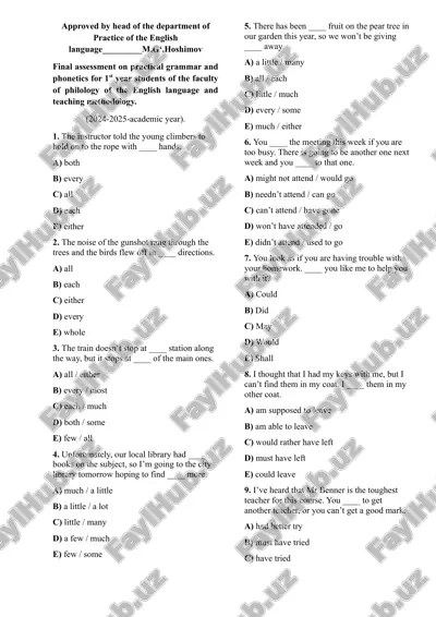 practical grammar and phonetics assessment — DOC