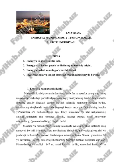 energiya haqida ma'ruzalar — DOC