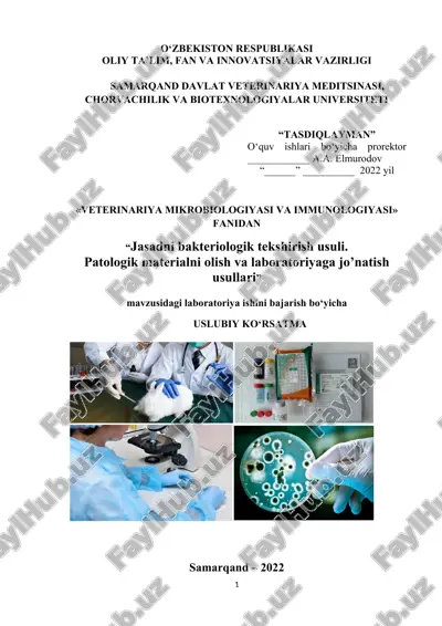 jasadni bakteriologik tekshirish usuli. patologik materialni olish va laboratoriyaga jo’natish usullari — DOC