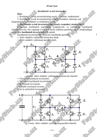 kuchlanish va tok invertorlari — DOC