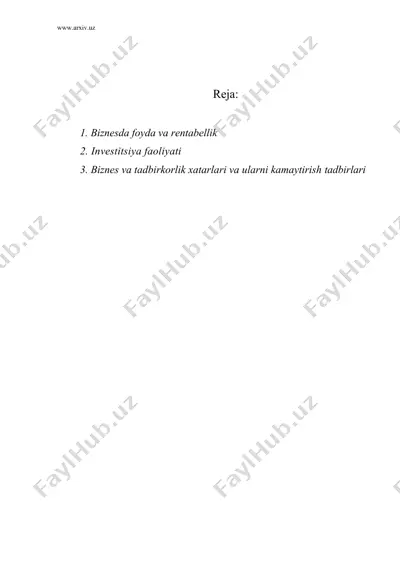 biznes samaradorligi muammolari — DOC