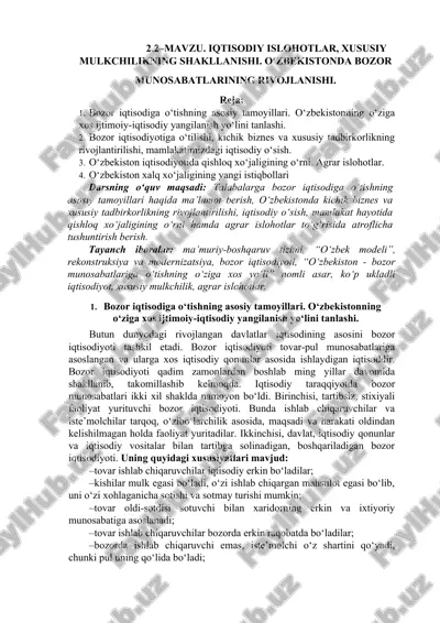 bozor iqtisodiga o‘tishning asosiy tamoyillari — DOC
