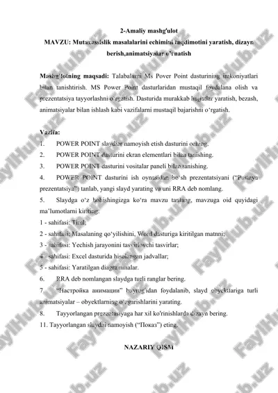 power point slaydlar namoyish etish dasturi — DOC