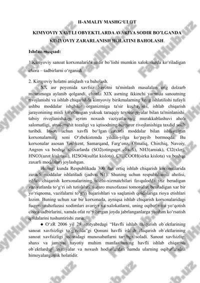 kimyoviy zararlanish holatini baholash — DOC