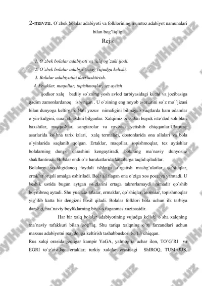 o`zbek bolalar adabiyoti va folklori — DOC
