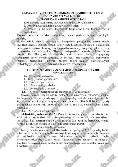 qiyosiy pedagogikaning tadqiqotlarining dolzarb yo‘nalishlari — DOC