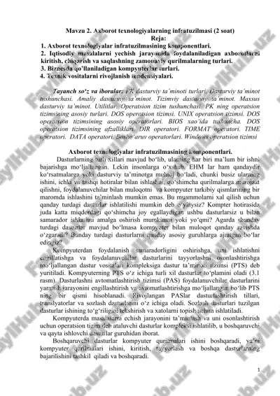 axborot texnologiyalar infratuzilmasi — DOC