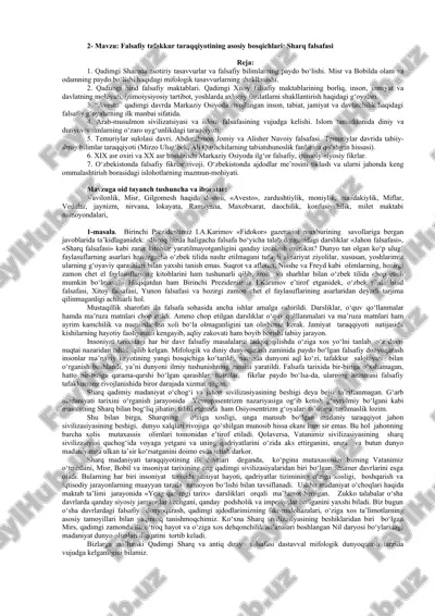 falsafiy tafakkur taraqqiyotining asosiy bosqichlari: sharq falsafasi — DOC